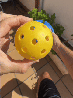 Close view of the PickleCo training ball